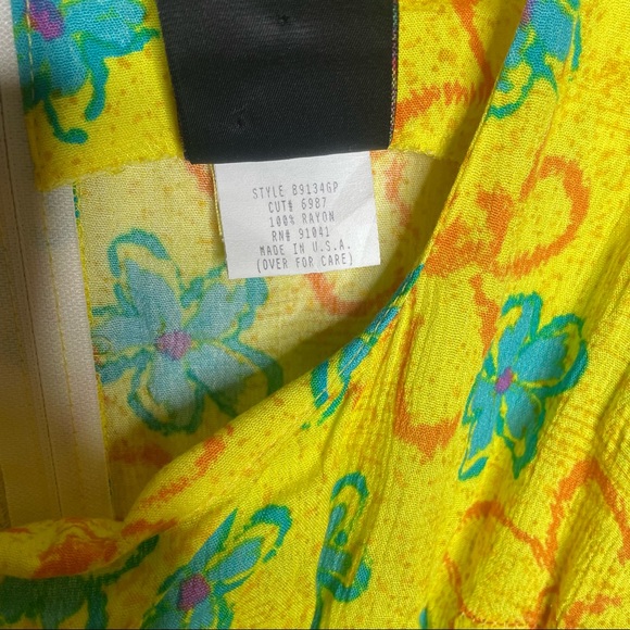 Vintage 90's Big Hed Designs Yellow Floral sleeveless Maxi Dress Size Large - Picture 5 of 5